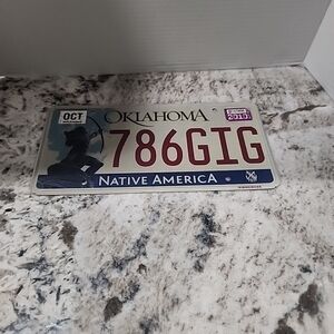 Oklahoma License Plate with Native America Design